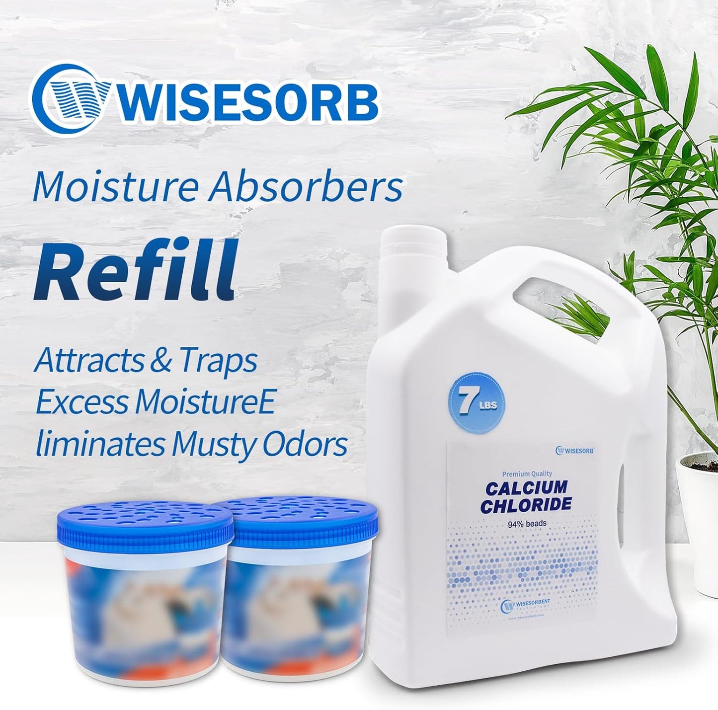 Wisesorb Calcium Chloride Desiccant Refill Beads 3.2 kg – Fragrance-Free, High-Absorption Moisture Absorber