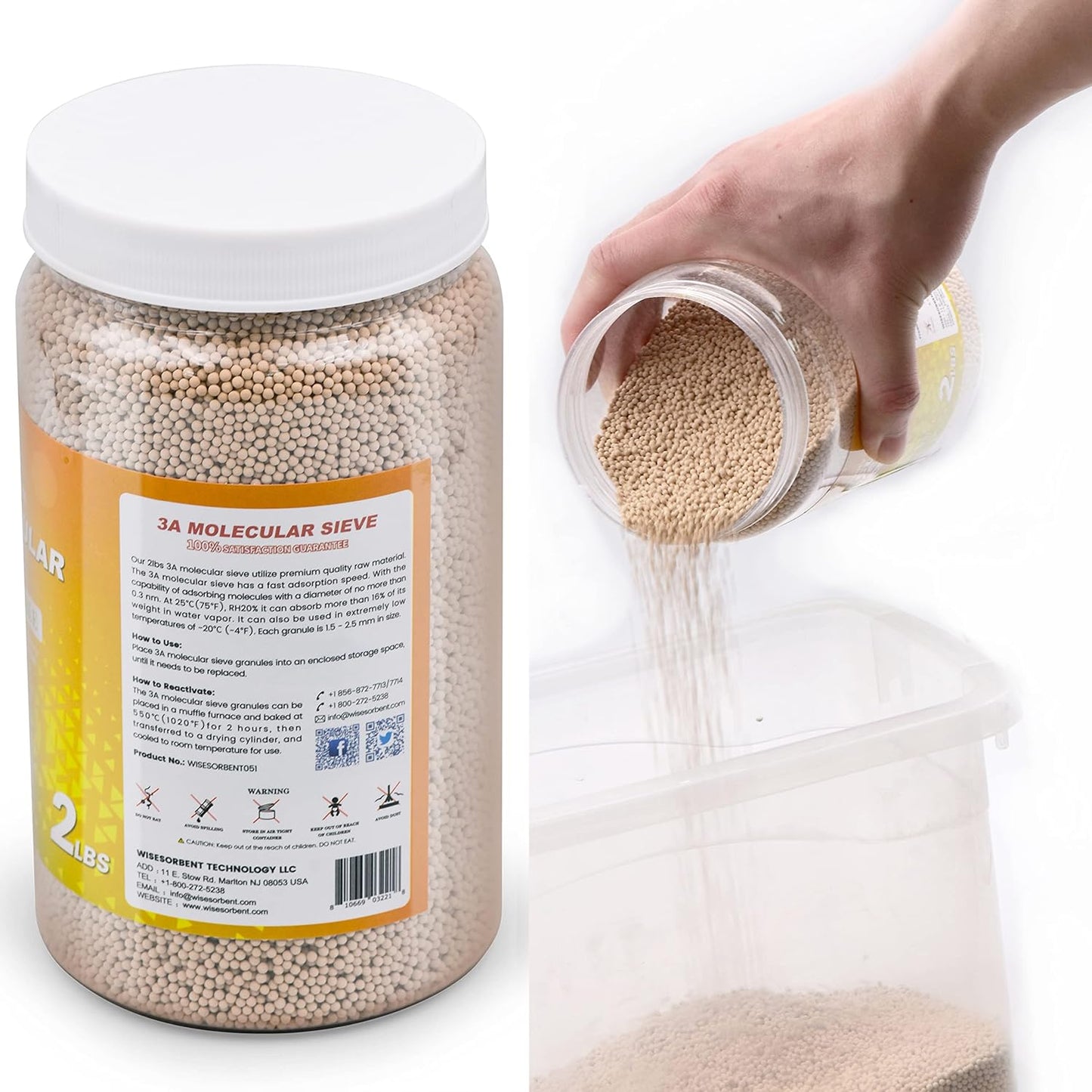 Wisesorb 3A Molecular Sieve Desiccant 900 g – Reusable, High-Precision Moisture Absorber